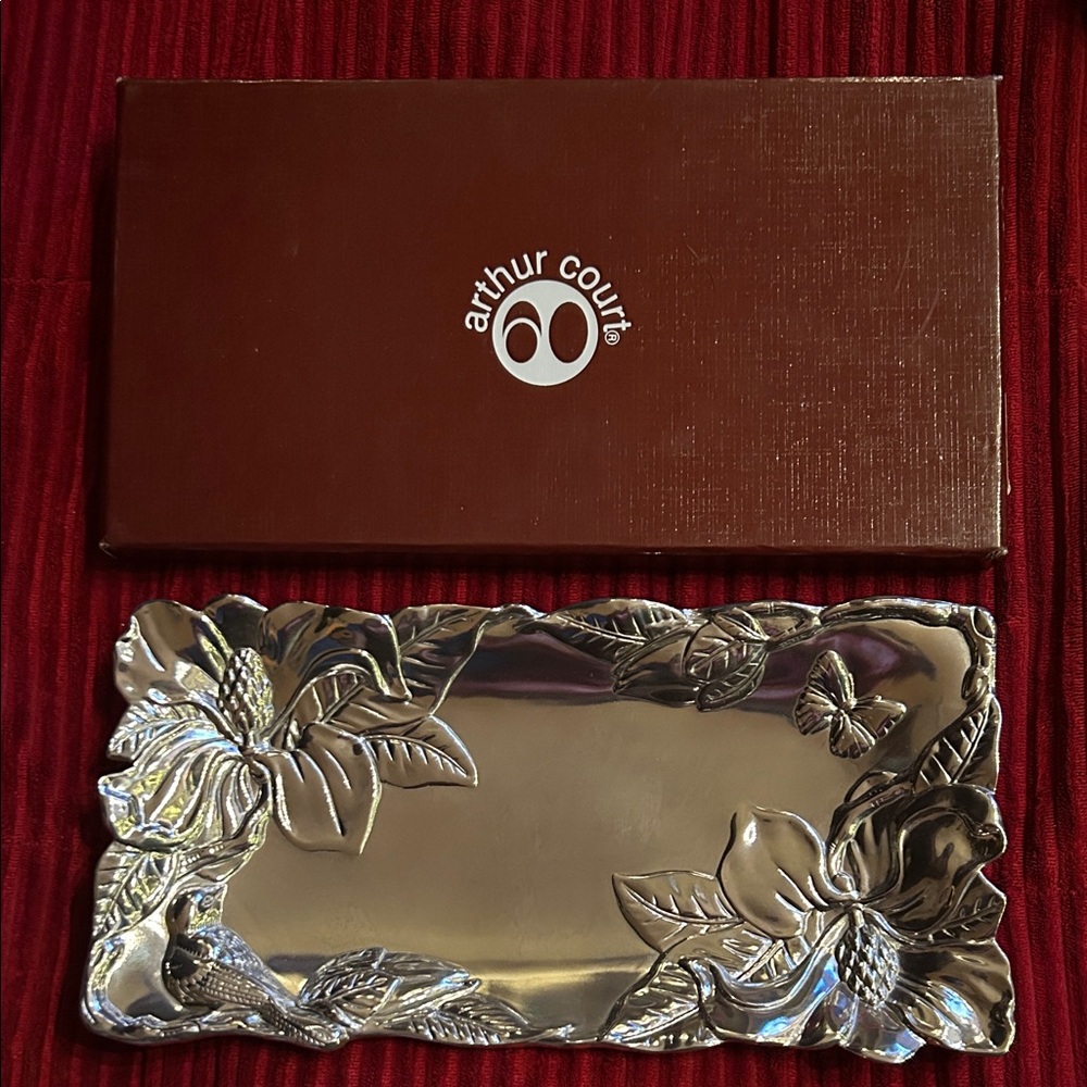 New Arthur Court Silver Botanical Tray